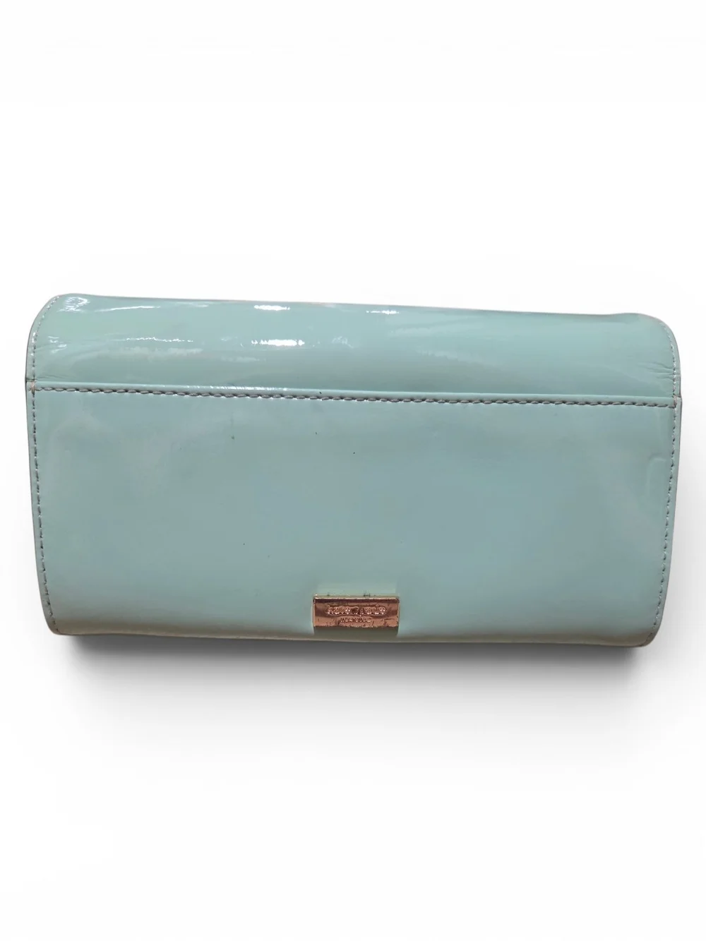 Women’s Mint Patent Wristlet Clutch with Black Bow